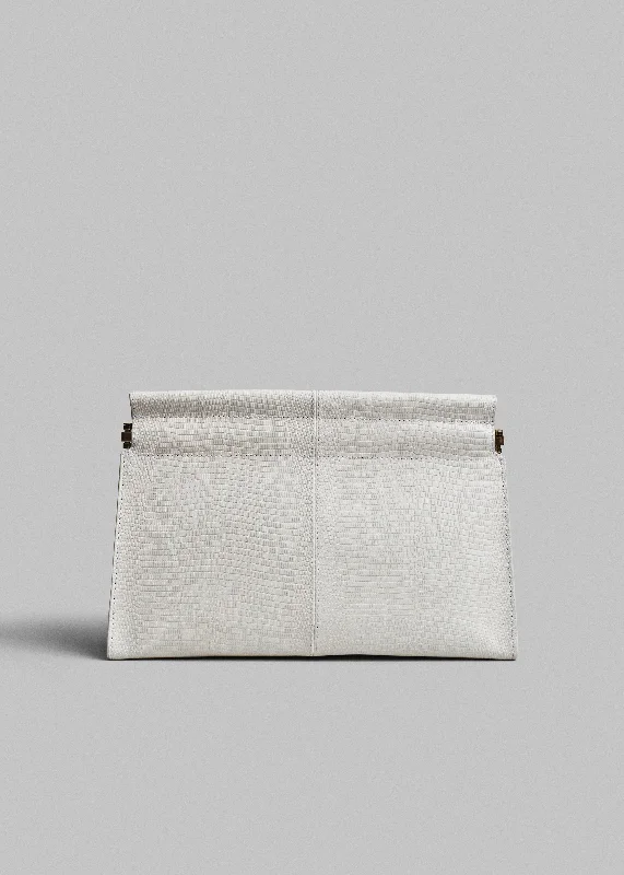 Small Leather Clutch in Ivory - Ivory