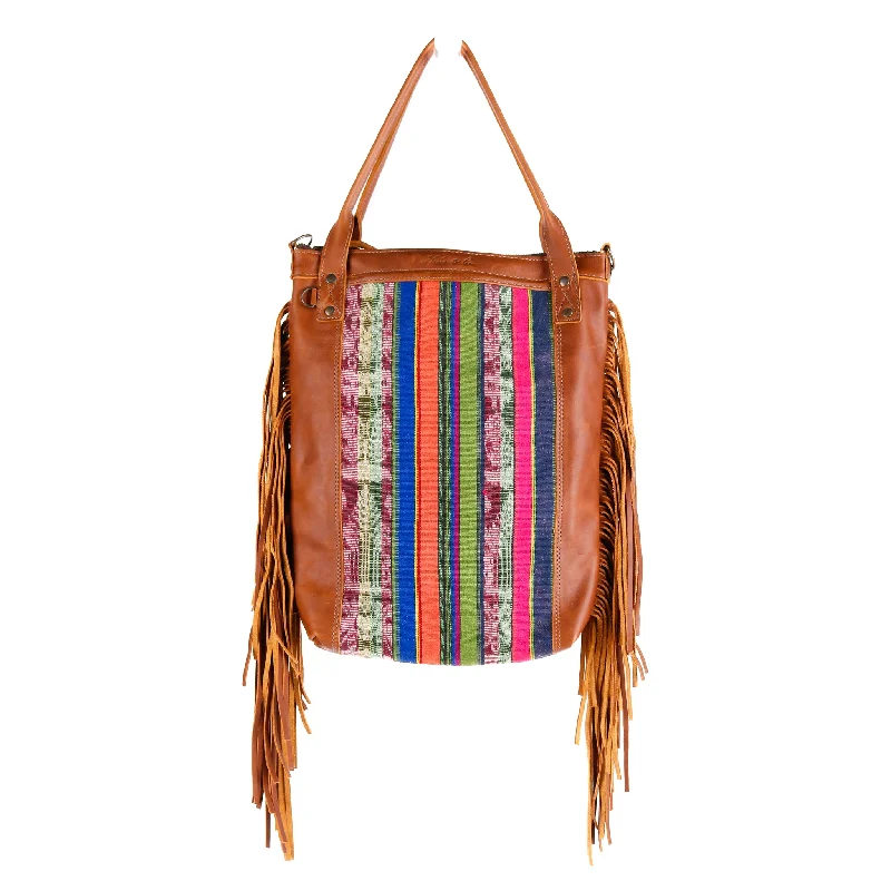 PERFECT FRINGE TOTE - OOAK CORTE TEXTILE - CAFE - NO. 10666