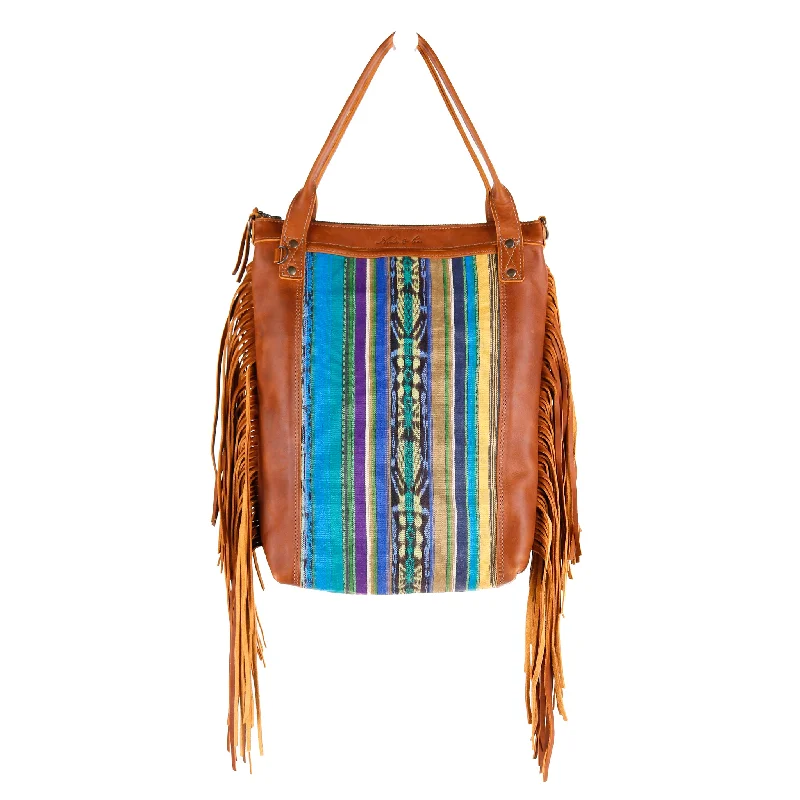 PERFECT FRINGE TOTE - OOAK CORTE TEXTILE - CAFE - NO. 10673