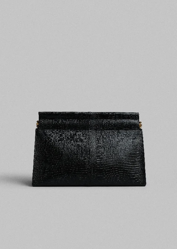 Small Leather Clutch in Black - Black