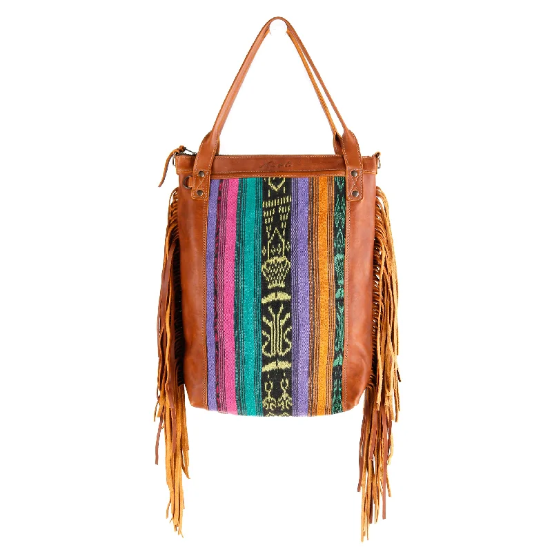 PERFECT FRINGE TOTE - OOAK CORTE TEXTILE - CAFE - NO. 10663