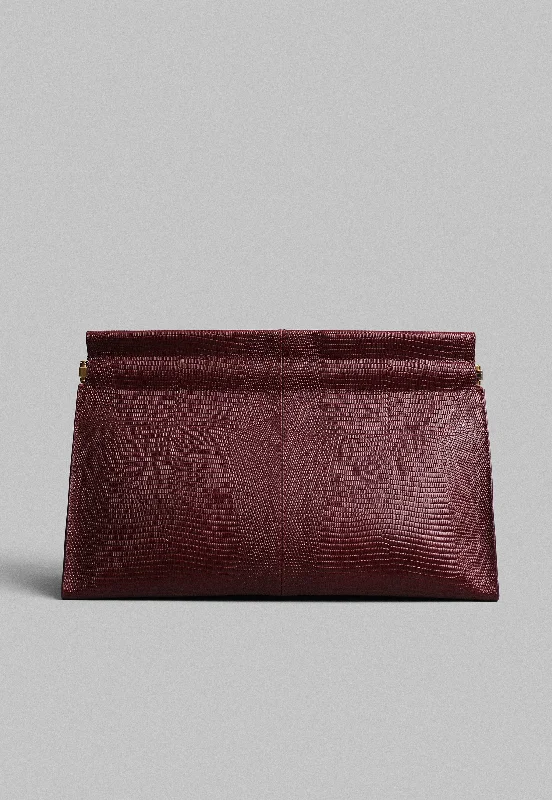 Medium Leather Clutch in Burgundy - Burgundy