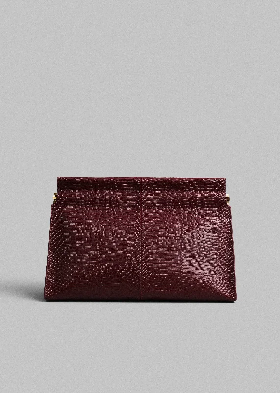 Small Leather Clutch in Bugundy - Burgundy