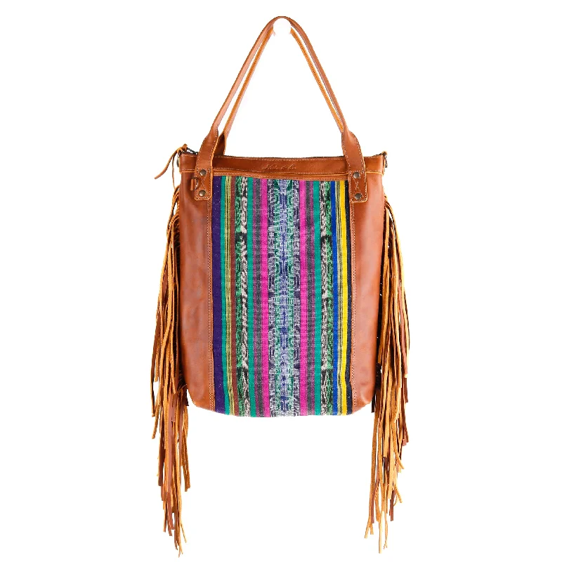 PERFECT FRINGE TOTE - OOAK CORTE TEXTILE - CAFE - NO. 10662