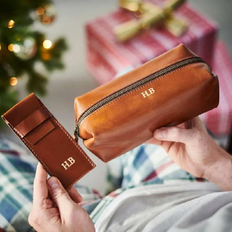 Leather Shaving Bag and Razor Cover