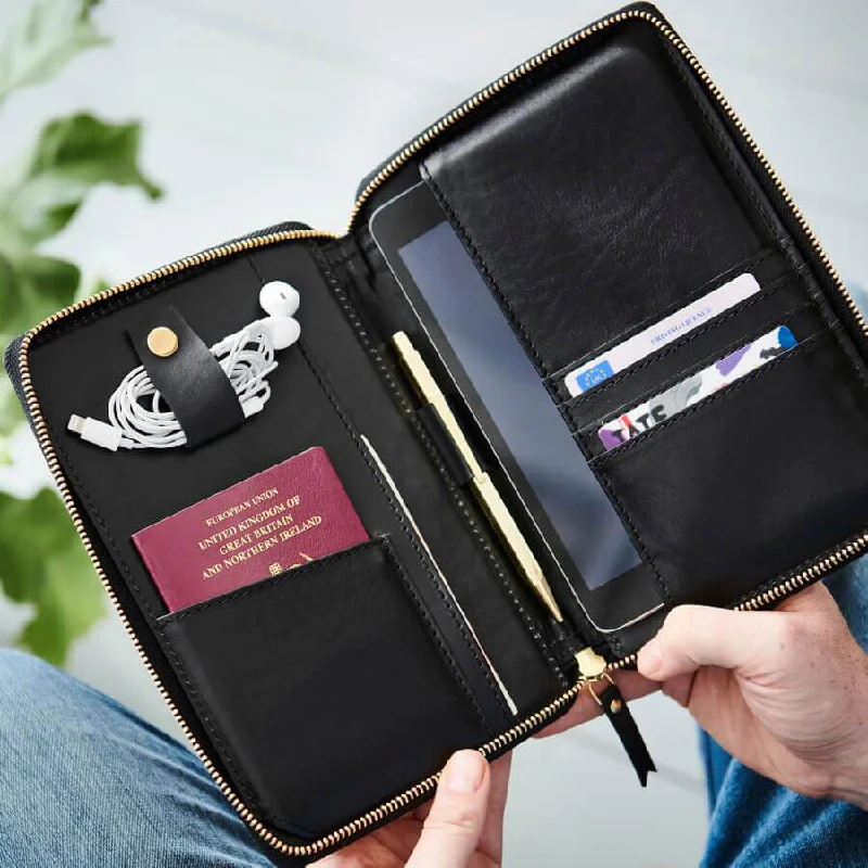 Leather Tech & Travel Organiser