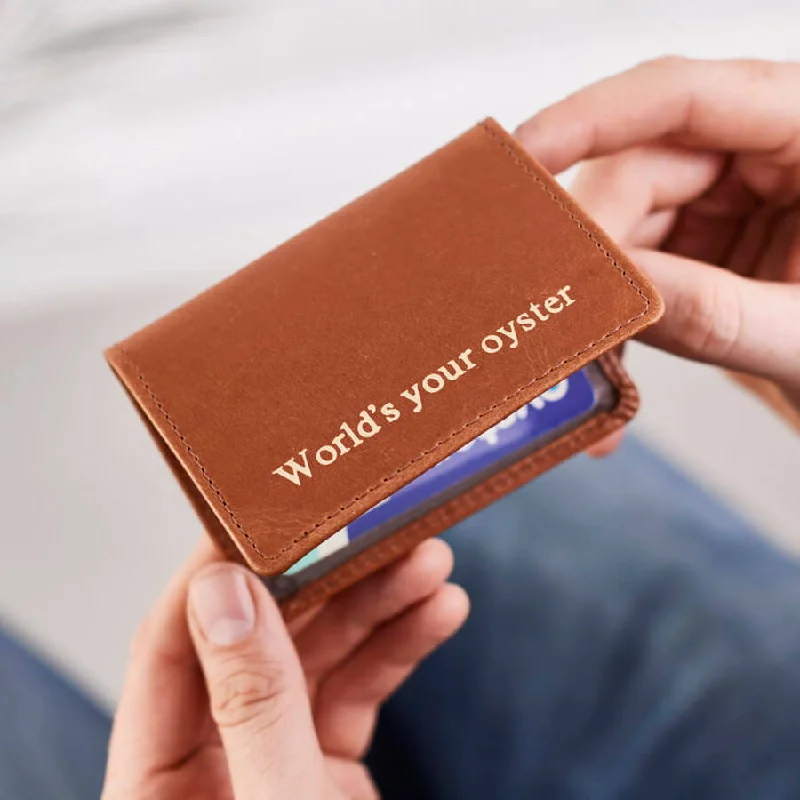 Leather Travel Card Holder - Worlds Your Oyster