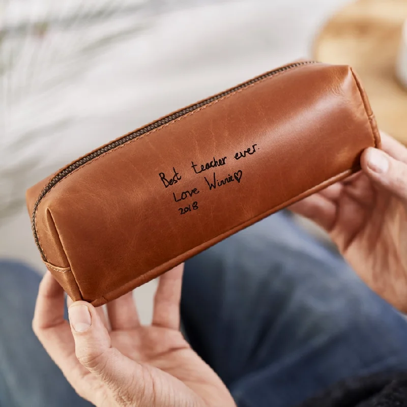 Personalised Teachers 'Thank You' Leather Pencil Case