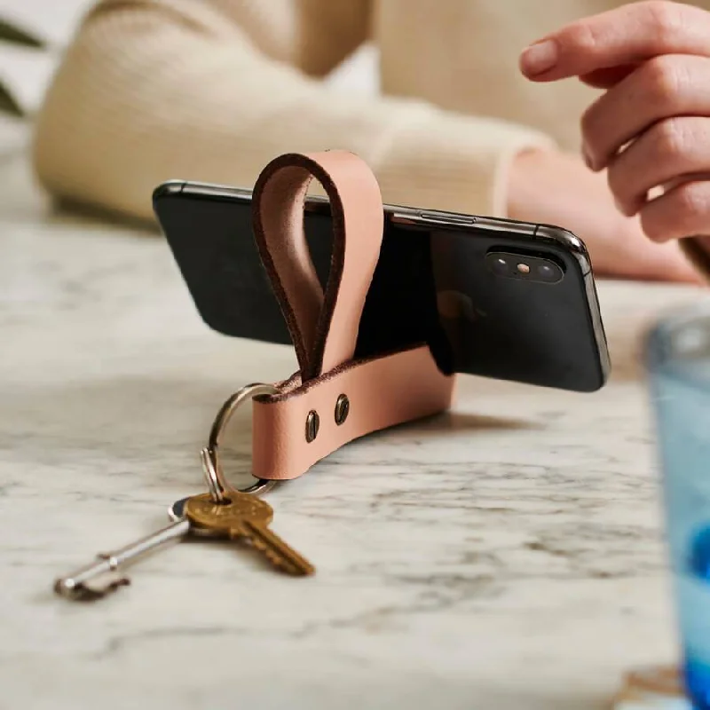 Key Ring Phone Stand - Personalised Leather