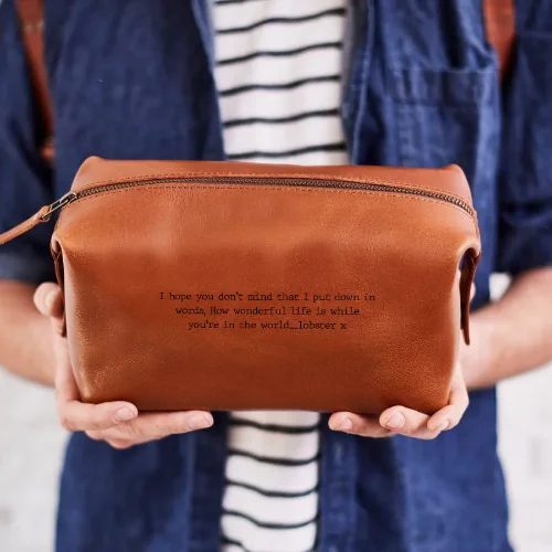 Leather Wash Bag with Special Song Lyrics