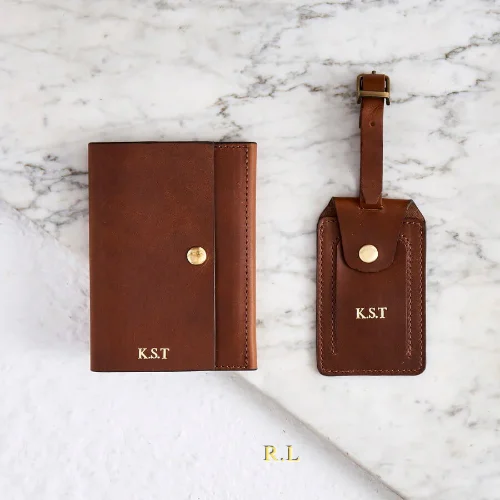 Personalised Luxe Leather travel Gift Set