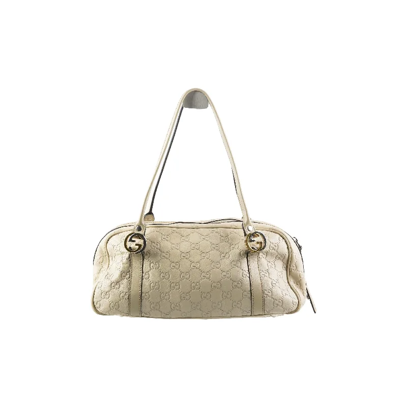 Best handle bags with velvet material for a luxurious and soft touch-Gucci Guccissima Twin Shoulder Bag Off-White