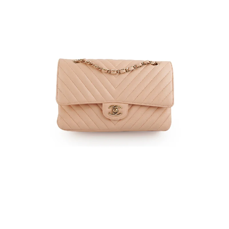 Best handle bags with contrasting colors for a bold, fashionable statement-Chanel Classic Flap Medium Beige Clair Caviar Shoulder Bag