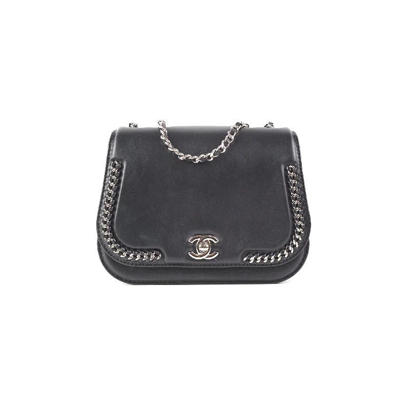 Best handle bags for travel with spacious compartments for easy packing-Chanel Seasonal Chain Flap Calfskin Shoulder Bag