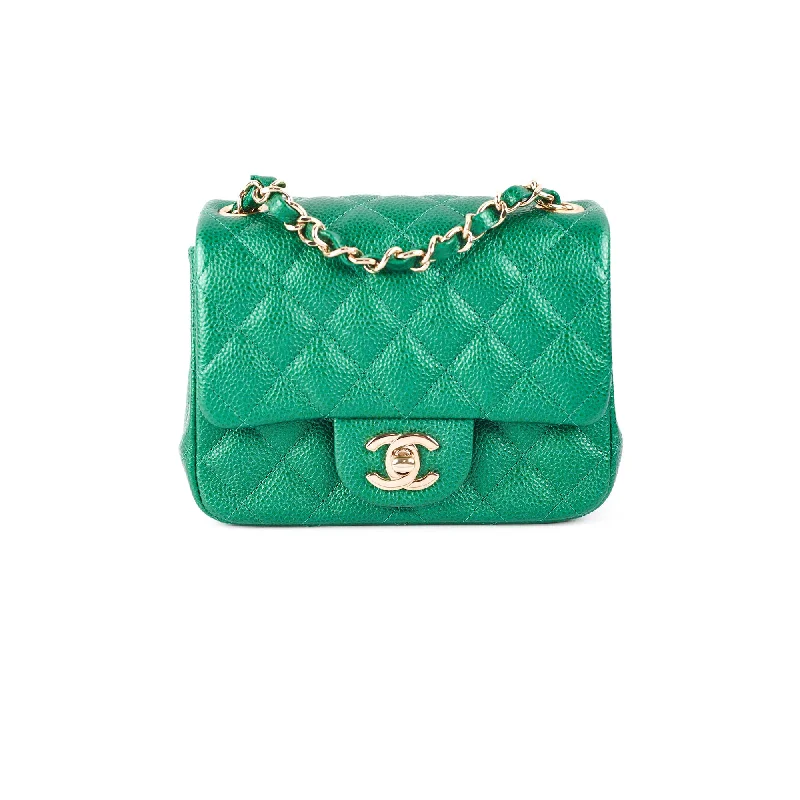 Best handle bags with sporty, casual designs for a laid-back, stylish vibe-Chanel Quilted Caviar Mini Square 18S Emerald Green