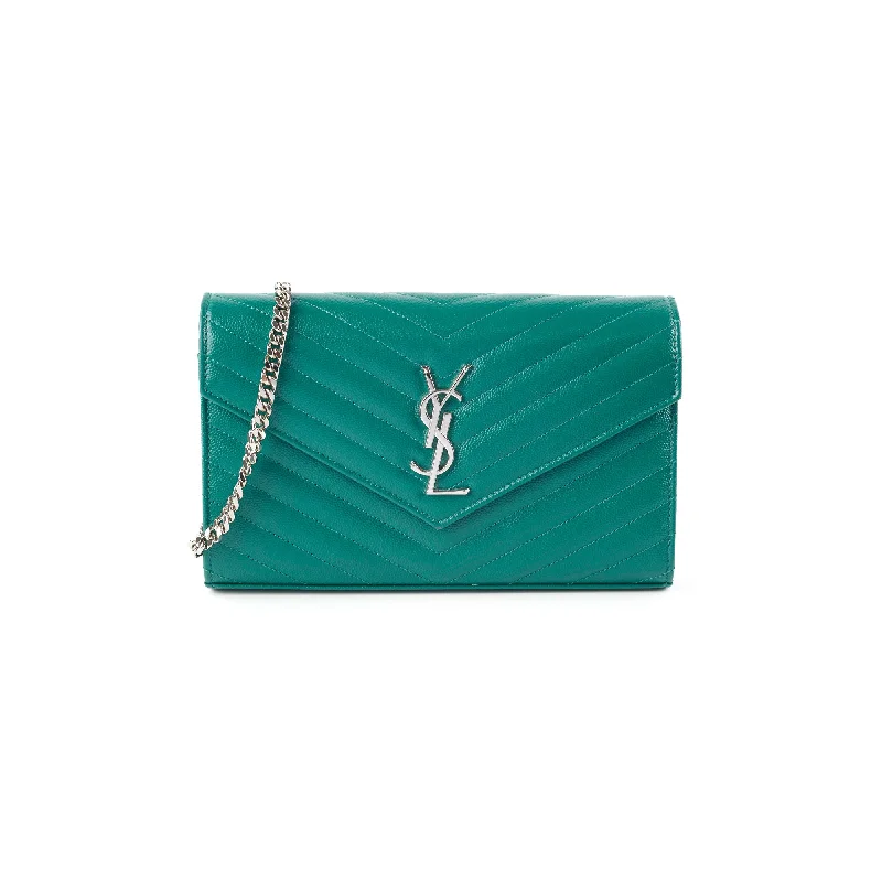 Stylish handle bags with structured sides for a clean and neat silhouette-Saint Laurent Cassandre Wallet On Chain (WOC) Teal