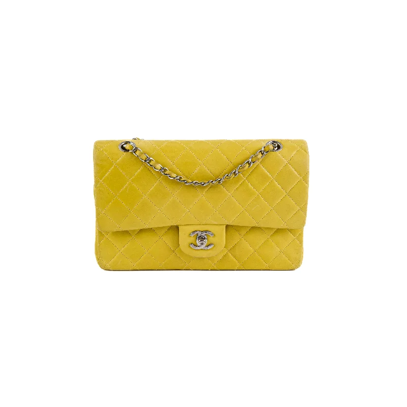 Handle bags with large, front flaps for a stylish and functional closure option-Chanel Classic Flap M/L Yellow Lambskin Bag