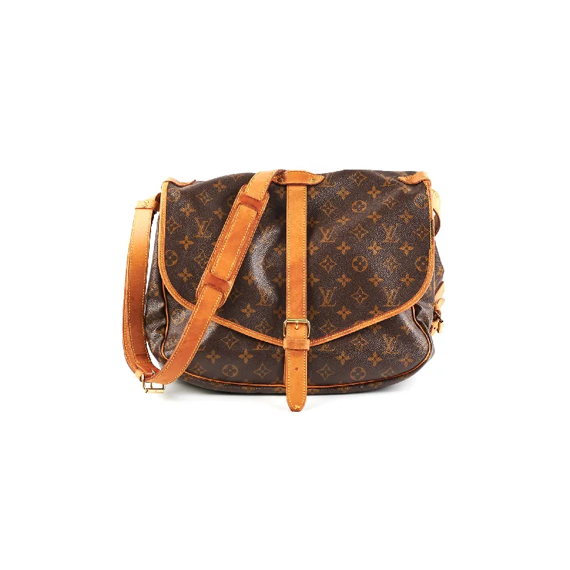 Best handle bags with metallic studs for an edgy, rock-inspired appearance-Louis Vuitton Saumur 35 Monogram