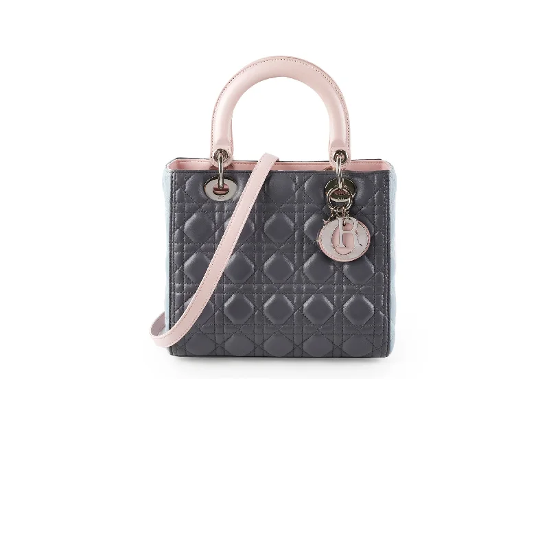 Stylish handle bags with structured sides for a clean and neat silhouette-Christian Dior Medium Lady Dior Tri Colour Top Handle