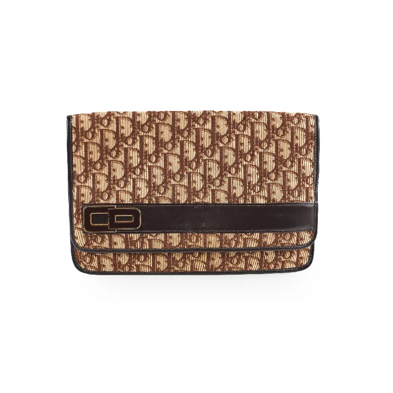 Handle bags with leather accents for a chic and classic look-Christian Dior Vintage Brown Pouch