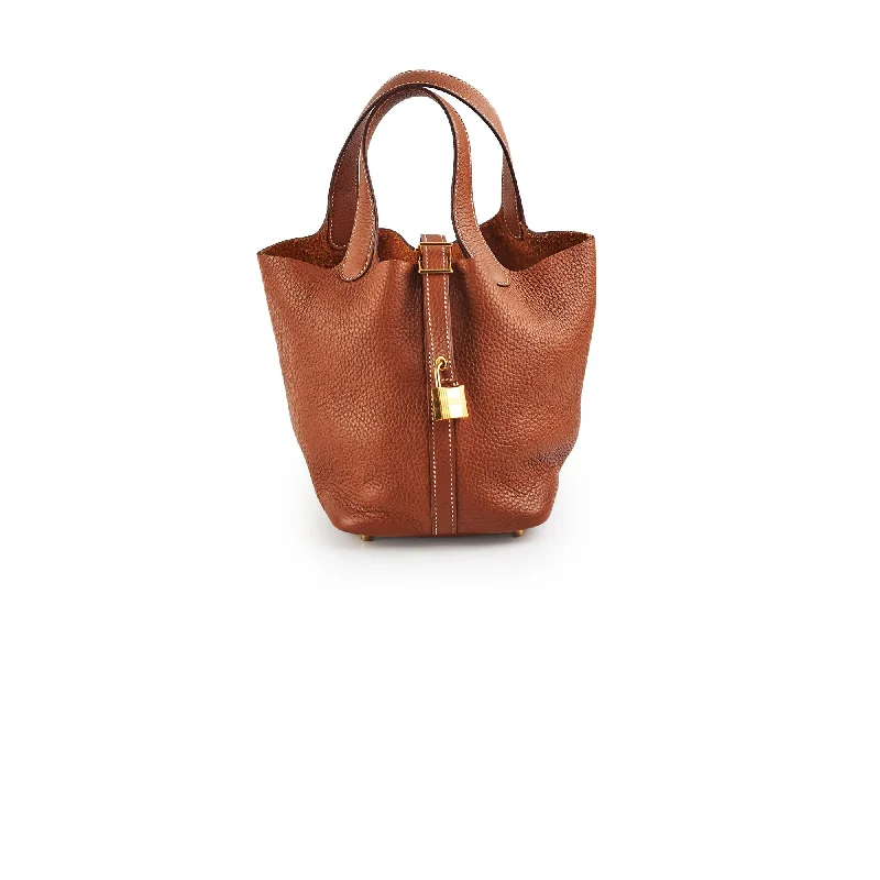 Stylish handle bags with spacious interiors for everyday convenience and style-Hermes Picotin 18 Gold C Stamp