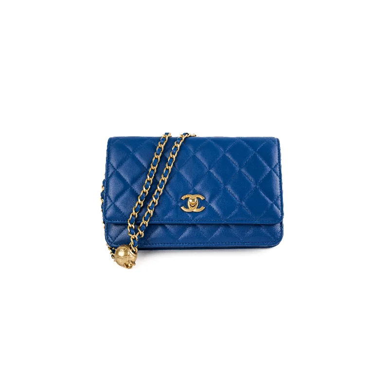 Handle bags with sleek, clean lines for a sophisticated, minimalist appeal-Chanel Wallet On Chain WOC Pearl Crush Lambskin Blue