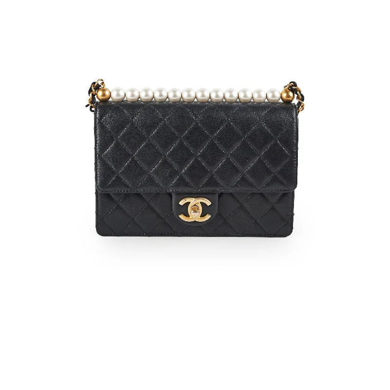 Best handle bags with neutral tones for a versatile and timeless look-Chanel Pearl Flap Black