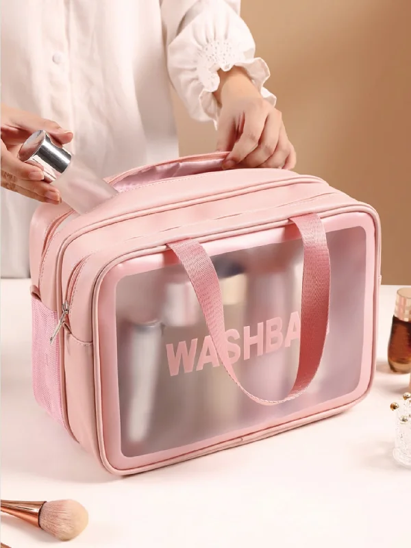 Best handle bags with matching accessories like wallets for a coordinated set-1pc Transparent Double-Layer Dry And Wet Separation Large Capacity Portable Makeup Bag For Women