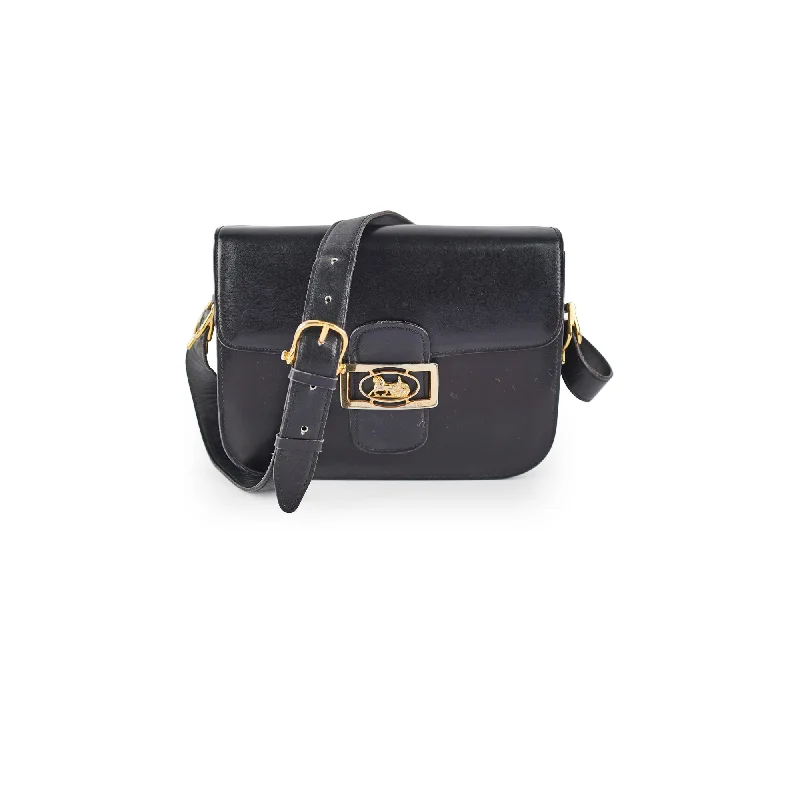 Stylish handle bags with unique zipper designs for a functional, fashionable look-Celine Vintage Horse Carriage Bag Black