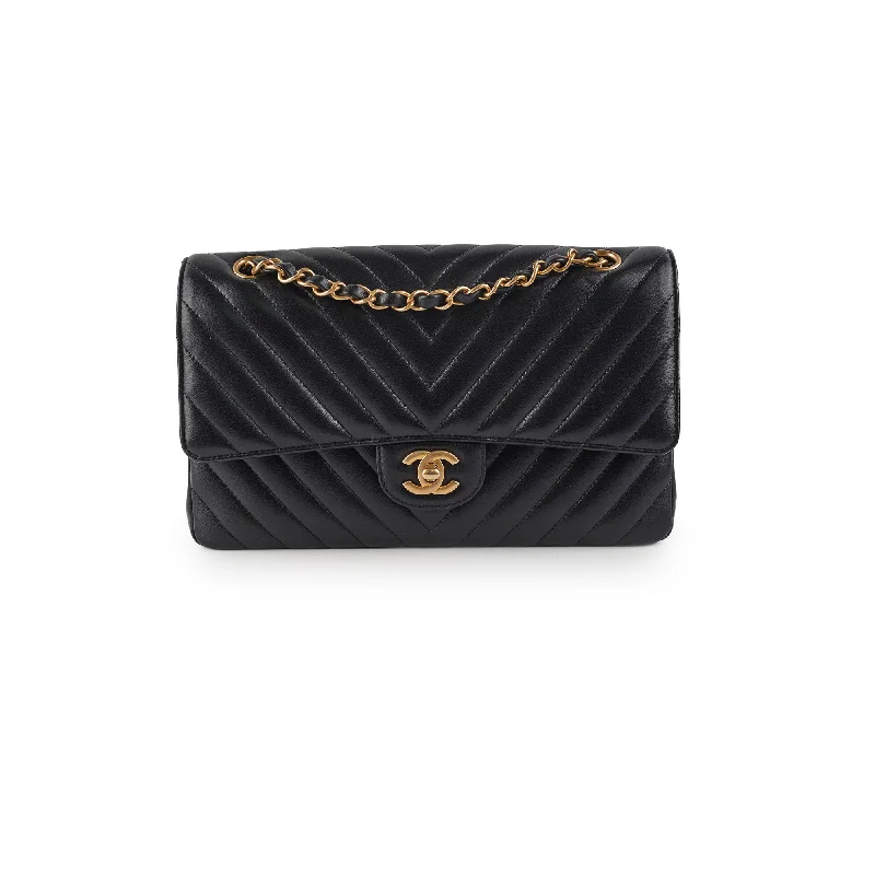 Handle bags with large, front flaps for a stylish and functional closure option-Chanel Medium/Large Classic Flap Chevron