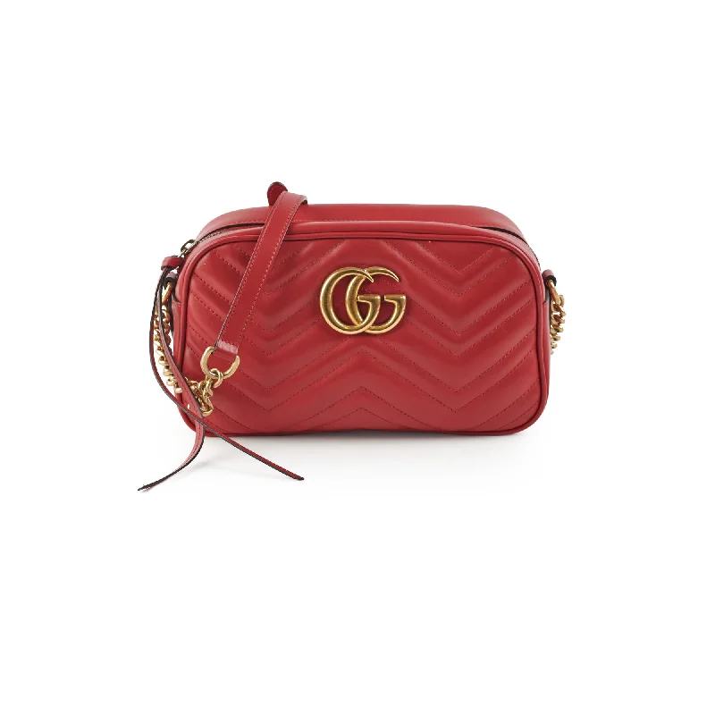 Handle bags with top handles and removable straps for versatile styling options-Gucci Marmont Small Soho Disco Bag Red