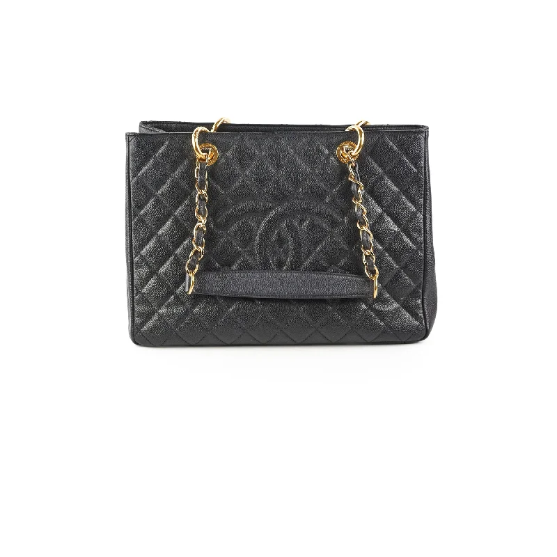 Stylish handle bags with unique zipper designs for a functional, fashionable look-Chanel Grand Shopping Tote GST Caviar Black