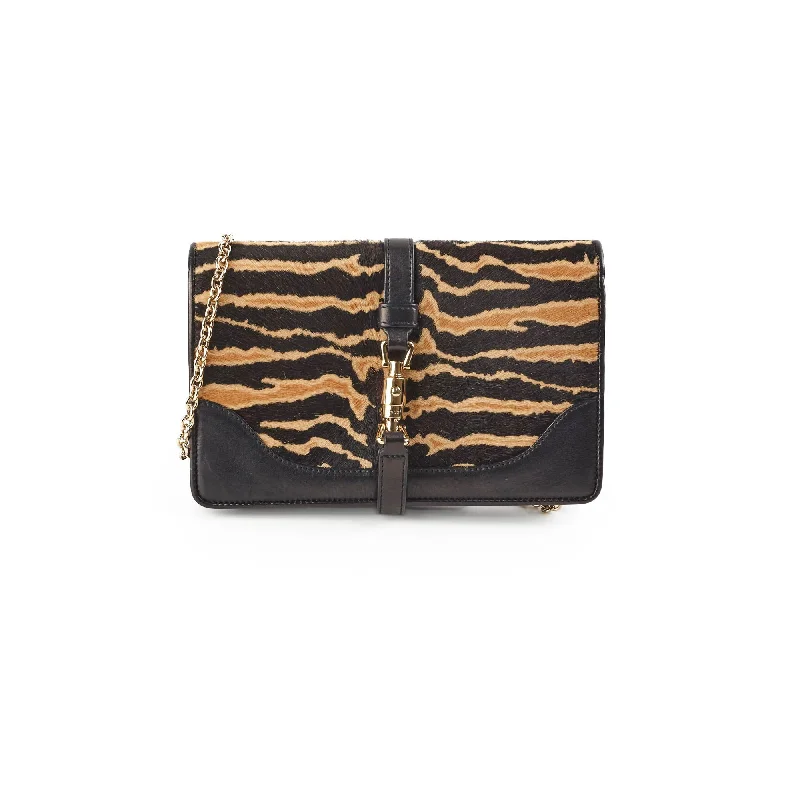 Handle bags with detachable pouches for added organization and convenience-Gucci Zebra Print Calf Hair Broadway Bag