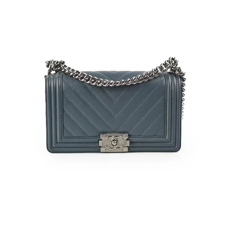 Best handle bags with minimalist silhouettes for a modern, chic style-Chanel Old Medium Chevron Boy Grey