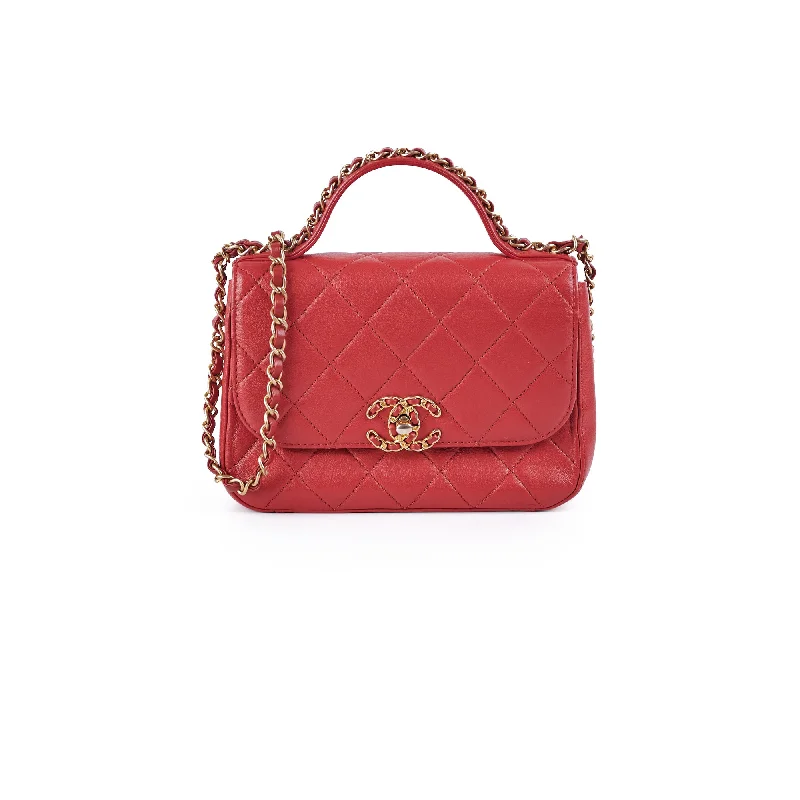 Handle bags with chic, structured designs for an elegant and polished silhouette-Chanel Seasonal Red Top Handle