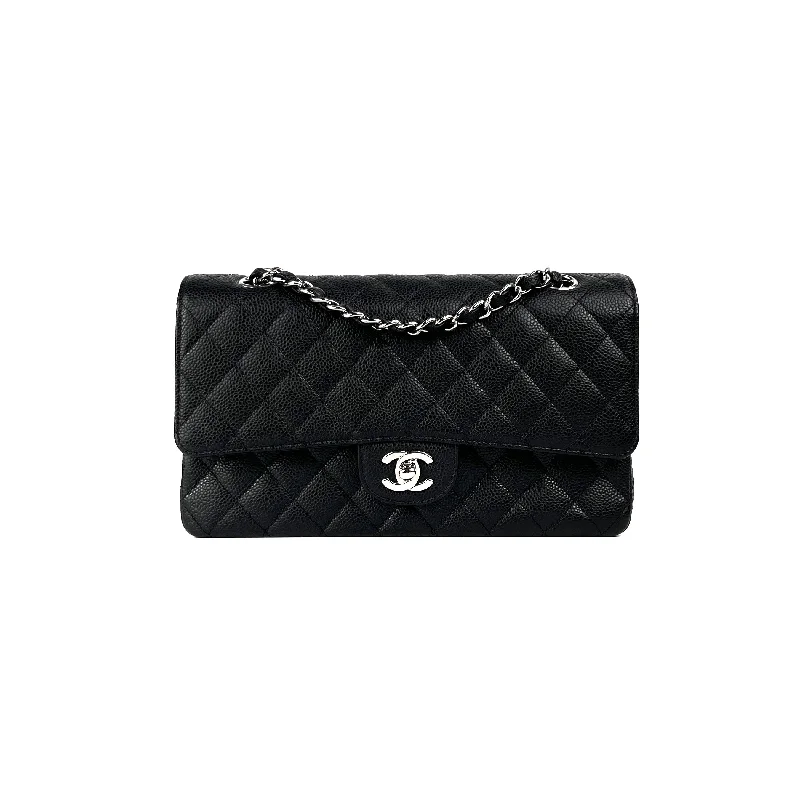 Handle bags with sleek, metal frame designs for a structured, high-fashion appeal-Chanel Classic Flap Medium/Large M/L Caviar Black - Series 11