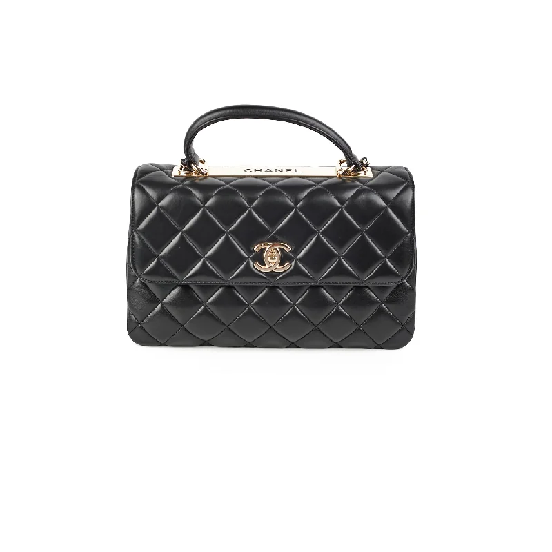 Handle bags with minimal embellishments for a clean and simple aesthetic-Chanel Trendy CC Medium Lambskin Black Quilted - Series 24