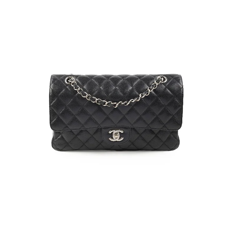 Best handle bags for travel with spacious compartments for easy packing-Chanel Classic Flap Medium/Large M/L Caviar Black- Series 13