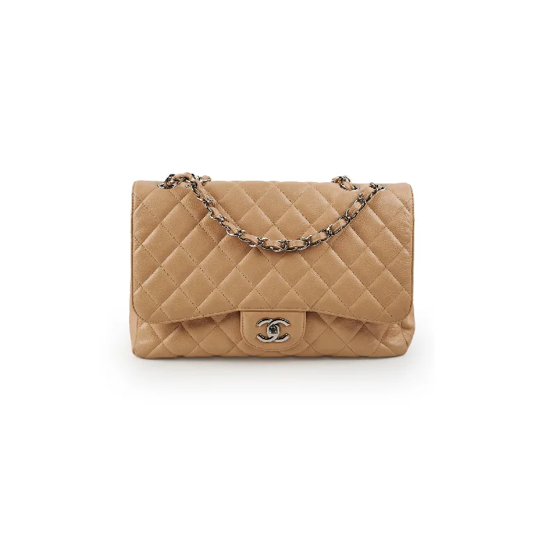 Elegant handle bags with minimalist designs for a sophisticated, chic look-Chanel Jumbo Single Flap Caviar Beige - Series 13