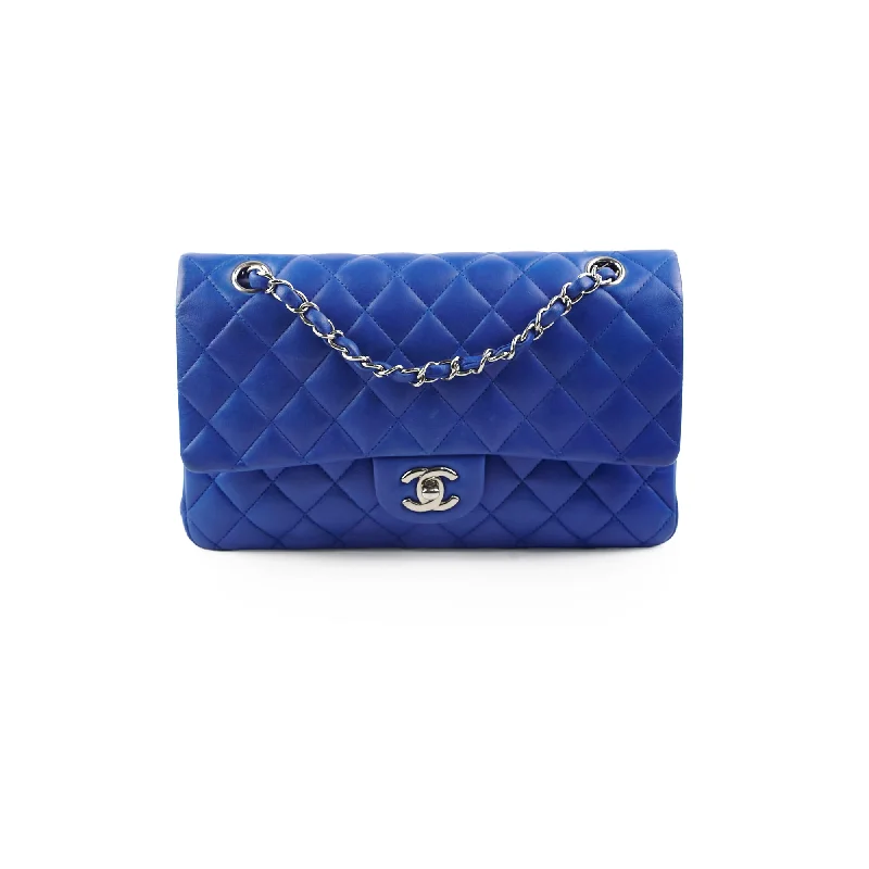 Handle bags with custom engravings for a personalized and meaningful gift-Chanel Classic Flap Medium/Large M/L Lambskin Dark Blue - Series 13