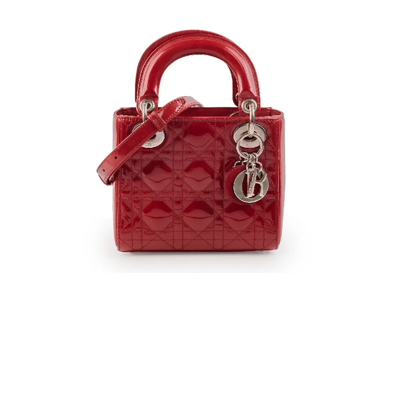 Durable handle bags with canvas fabric for a casual and versatile option-Christian Dior Mini Lady Dior Patent Red