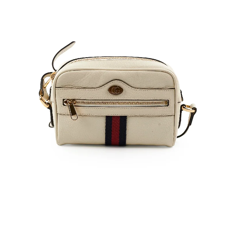 Handle bags with metallic accents for a touch of glamour and shine-Gucci Ophidia White Crossbody