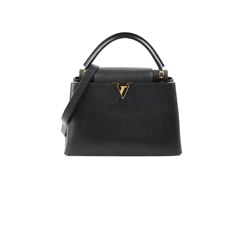 Best handle bags with designer logos for a luxury, high-end appearance-Louis Vuitton Capucines PM Black