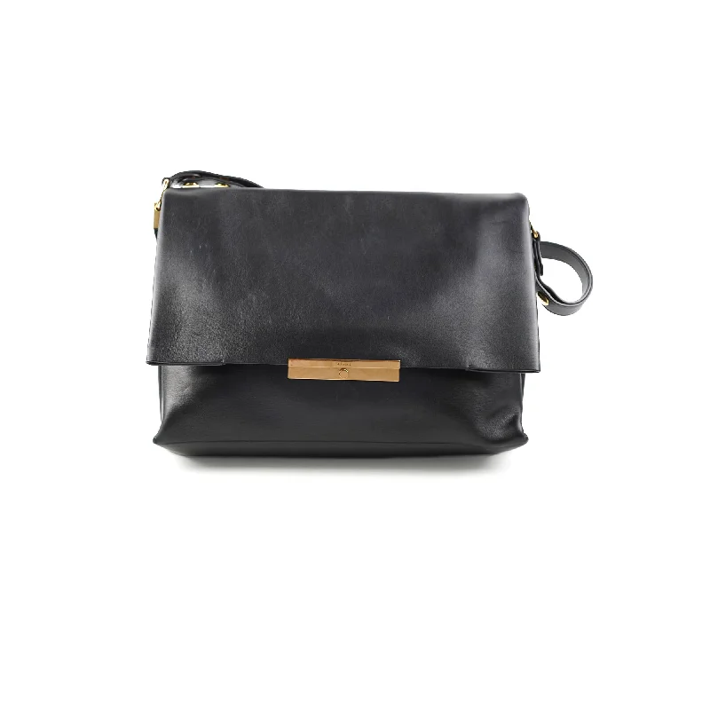 Handle bags with leather straps and canvas bodies for a chic, durable option-Celine Blade Leather Shoulder Bag Black