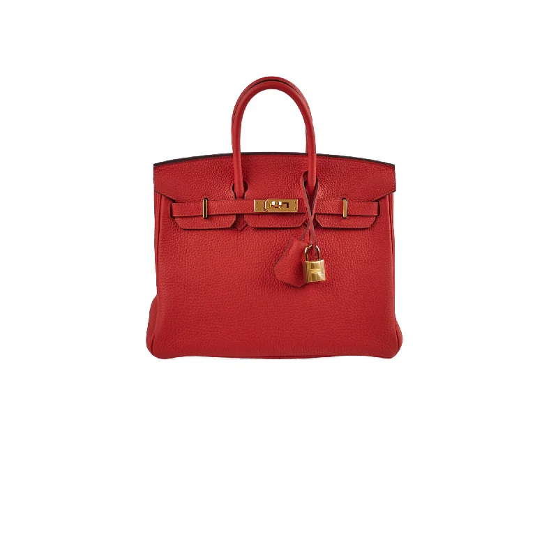 Durable handle bags with canvas fabric for a casual and versatile option-Hermes Birkin 25 Togo Rogue De Coeur - D Stamp