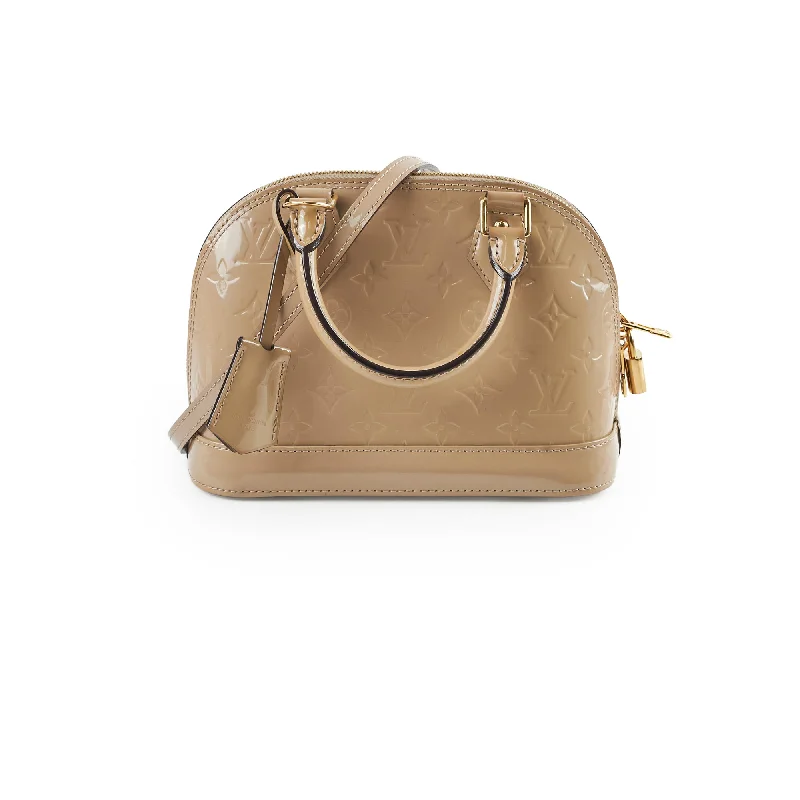 Handle bags with large, front flaps for a stylish and functional closure option-Louis Vuitton Alma BB Vernis Dune 2014