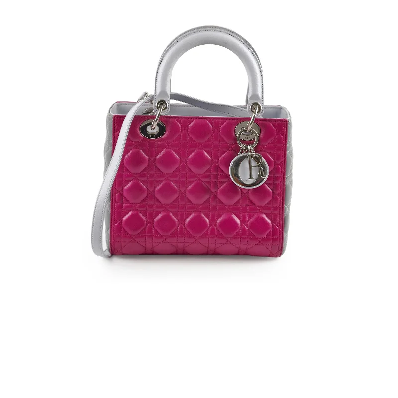 Handle bags with structured designs for a sleek and polished silhouette-Christian Dior Lady Dior Medium Bicolour Purple/Grey