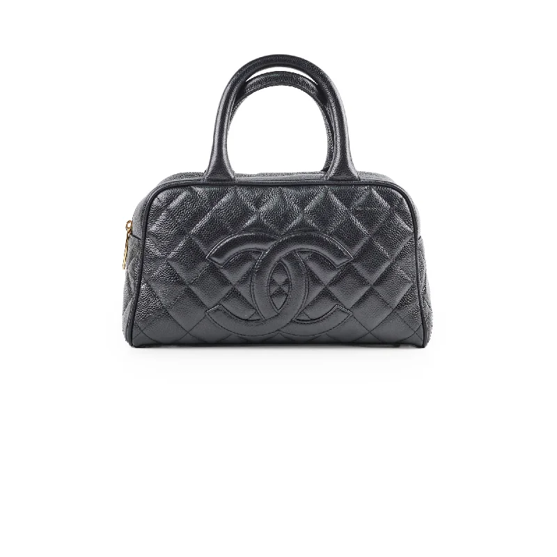 Handle bags with faux leather for a cruelty-free and affordable alternative-Chanel Bowling Caviar Black