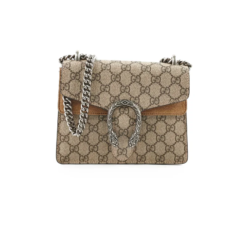 Stylish handle bags with intricate stitching for a detailed and high-quality finish-Gucci Mini Supreme Dionysus Beige