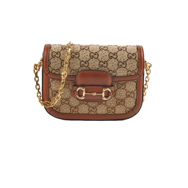 Stylish handle bags with animal print designs for a bold, wild touch-Gucci Horsebit 1955 Mini Shoulder Bag